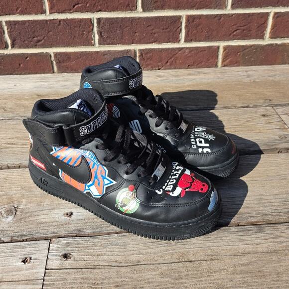 Nike Air Force 1 Mid "Supreme NBA Black" - Picture 1 of 7
